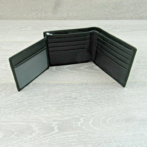 Fossil Lufkin Traveler Leather Mens Black Wallet - Picture 6 of 12